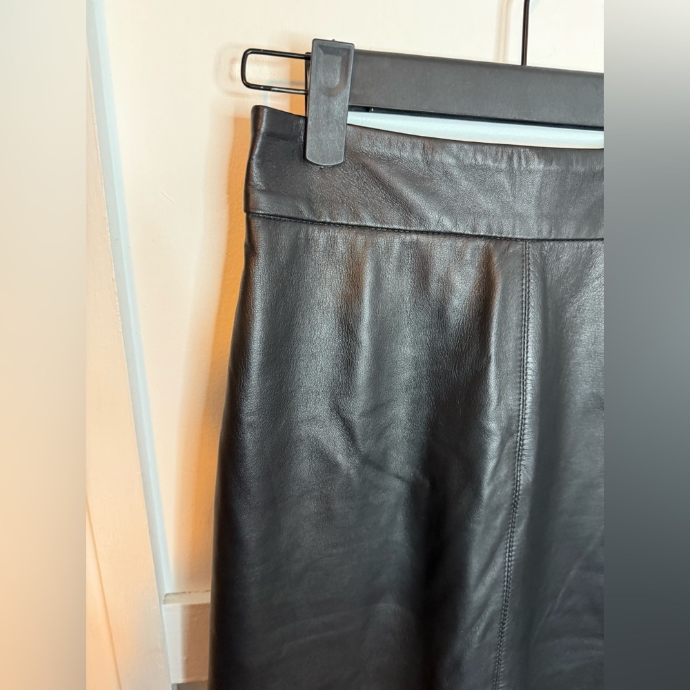 G. label By Goop Black Leather Samira Midi Skirt - Picture 8 of 9